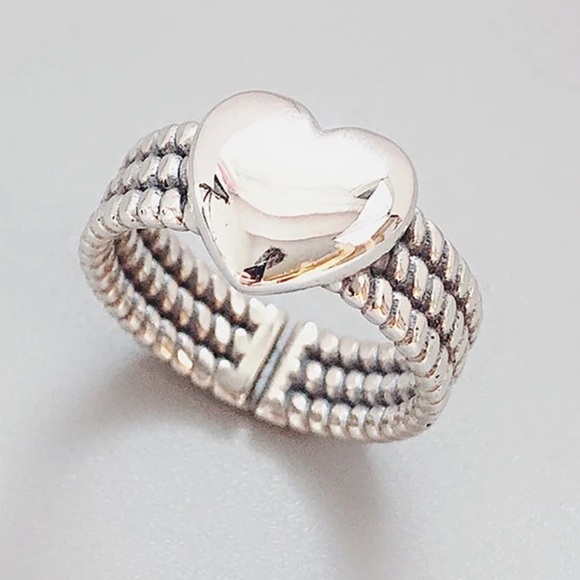LOVE Heart Rings Vintage Handmade Weave Thai Silver adjustable ring New - Picture 9 of 16